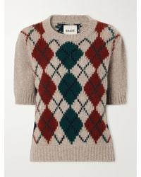 KHAITE - Lisa Checked Embroidered Wool And Mohair-Blend Sweater - Lyst