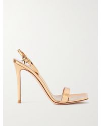 Gianvito Rossi - Ribbon 105 Metallic Patent-Leather Slingback Sandals - Lyst
