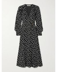 Alessandra Rich - Clover Wrap-Effect Floral-Print Silk-Crepe Midi Dress - Lyst