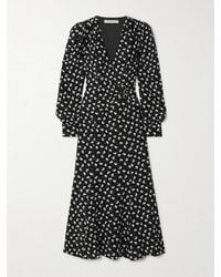 Alessandra Rich - Clover Midikleid Aus Seiden-Crêpe Mit Blumenprint Und Wickeleffekt - Lyst