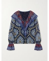 Etro - Paisley-Print Metallic Fil Coupé Silk-Blend Blouse - Lyst