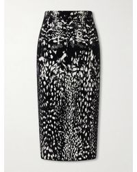 Tom Ford - Animal-Jacquard Velvet Midi Skirt - Lyst