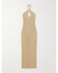STAUD - Isola Embellished Crocheted Cotton Halterneck Maxi Dress - Lyst