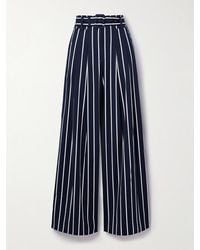 Veronica Beard - Maliyah Belted Striped Cotton-Blend Wide-Leg Pants - Lyst