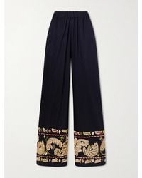 Bode - Feather Runner Embroidered Cotton-Blend Flared Pants - Lyst