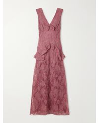 Anna Sui - Bow-Detail Lace-Embroidered Midi Dress - Lyst