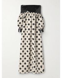 ‎Dima Ayad - Robe Longue Épaules Nues En Satin À Pois Et En Tulle À Sequins - Lyst