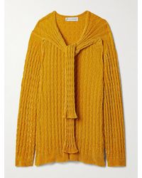Marie Adam-Leenaerdt - Oversized Scarf-Detailed Cable-Knit Chenille Sweater - Lyst