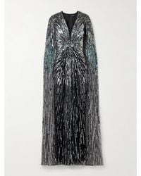 Jenny Packham - Rush Robe Aus Tüll Mit Verzierungen Und Cape-Effekt - Lyst