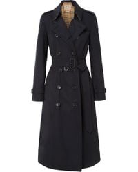 Burberry The Chelsea Long Cotton-gabardine Trench Coat - Blue
