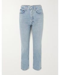 Agolde - Riley Cropped High-Rise Straight-Leg Organic Jeans - Lyst