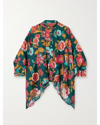 La DoubleJ - Foulard Asymmetric Floral-Print Silk-Twill Shirt - Lyst