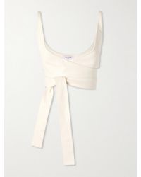 Alaïa - Cropped Knotted Leather Wrap Top - Lyst