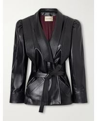 Valentino Garavani - Pleated Belted Leather Jacket - Lyst