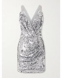 Dolce & Gabbana - Ruched Sequined Tulle Mini Dress - Lyst
