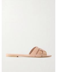 Saint Laurent - Tribute Woven Patent-Leather Slides - Lyst