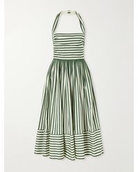 Carolina Herrera - Striped Cotton-Blend Midi Dress - Lyst