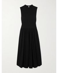 TOTEME - Robe Midi En Jersey De Coton Biologique À Fronces Et À Plis - Lyst