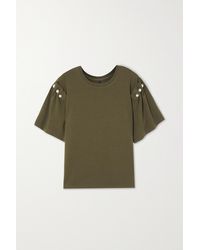 Mother Of Pearl + Net Sustain Embellished Stretch Lyocell And Organic Cotton-blend Jersey T-shirt - Green