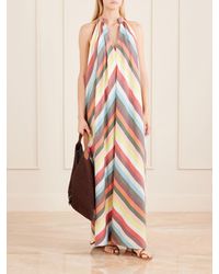 marrakshi life exclusive riviera striped cotton maxi dress Marrakshi Life Ruffled Striped Cotton Maxi Dress - Women - Blue Dresses