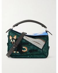 Loewe - Luis Wain Puzzle Futurist Cat Appliquéd Leather And Knitted Shoulder Bag - Lyst