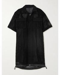 Sacai - Drawstring Broderie Anglaise Cotton Mini Shirt Dress - Lyst