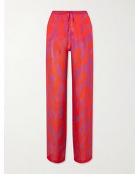Dries Van Noten - Printed Silk-Georgette Straight-Leg Pants - Lyst