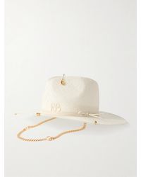 Ruslan Baginskiy - Embroidered Embellished Cotton-Trimmed Straw Fedora - Lyst