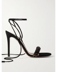 Gianvito Rossi - 105 Lace-Up Embellished Suede Sandals - Lyst