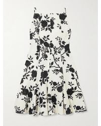 Self-Portrait - Open-Back Bow-Detailed Floral-Print Linen And Cotton-Blend Mini Dress - Lyst