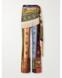 Zimmermann - Valiant Printed Fringe-Trimmed Silk-Satin Wide-Leg Wrap Pants - Lyst