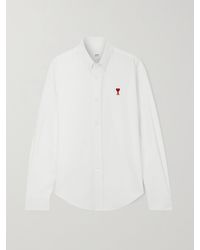 Ami Paris - Adc Embroidered Cotton Oxford Shirt - Lyst