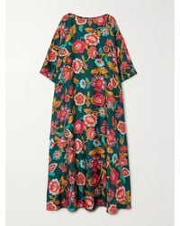 La DoubleJ - Muumuu Maxikleid Aus Seiden-Twill Mit Blumenprint - Lyst