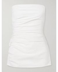Proenza Schouler - Lena Strapless Gathered Cotton-Blend Poplin Top - Lyst