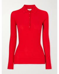Sa Su Phi - Ribbed-Knit Cashmere And Silk-Blend Polo Shirt - Lyst