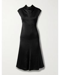 Acne Studios - Draped Silk-Satin Midi Dress - Lyst