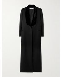 Abadia - Joud Crushed Velvet-Trimmed Wool-Blend Twill Coat - Lyst