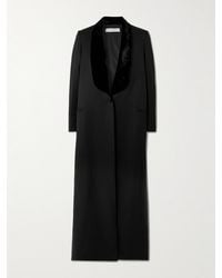 Abadia - Joud Mantel Aus Twill Aus Einer Wollmischung Mit Samtbesatz - Lyst