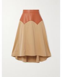 Loewe - Obi Asymmetric Leather And Cotton-twill Midi Skirt - Lyst