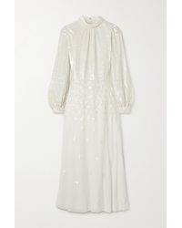 Temperley London Mirella Sequin-embellished Crepe De Chine Midi Dress - White