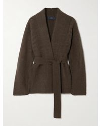 arch4 - Sasha Belted Ribbed Cashmere Cardigan - Lyst