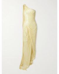 Marmar Halim - Robe Du Soir Asymétrique En Soie Plissée À Drapés - Lyst