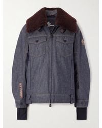 Moncler - Yunque Shearling-Trimmed Denim Down Jacket - Lyst