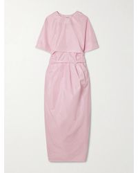 STAUD - Michelina Tie-Detailed Taffeta Midi Dress - Lyst