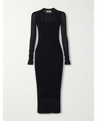 Sportmax - Layered Plissé-Tulle And Ribbed-Knit Midi Dress - Lyst