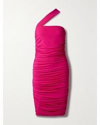 Michael Kors - One-Shoulder Ruched Stretch-Crepe Midi Dress - Lyst
