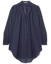 Skin Brea Oversized-kaftan Aus Baumwoll-voile - Blau