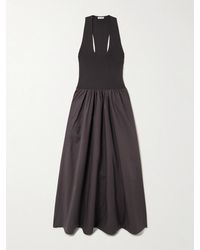 St. Agni - Ribbed-Knit And Cotton-Poplin Midi Dress - Lyst