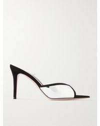 Gianvito Rossi - 85 Suede-Trimmed Mirrored-Leather Mules - Lyst