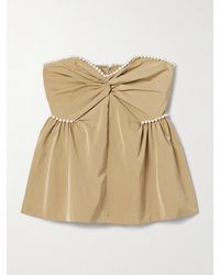 Kika Vargas - Hebe Strapless Faux Pearl-Embellished Woven Top - Lyst